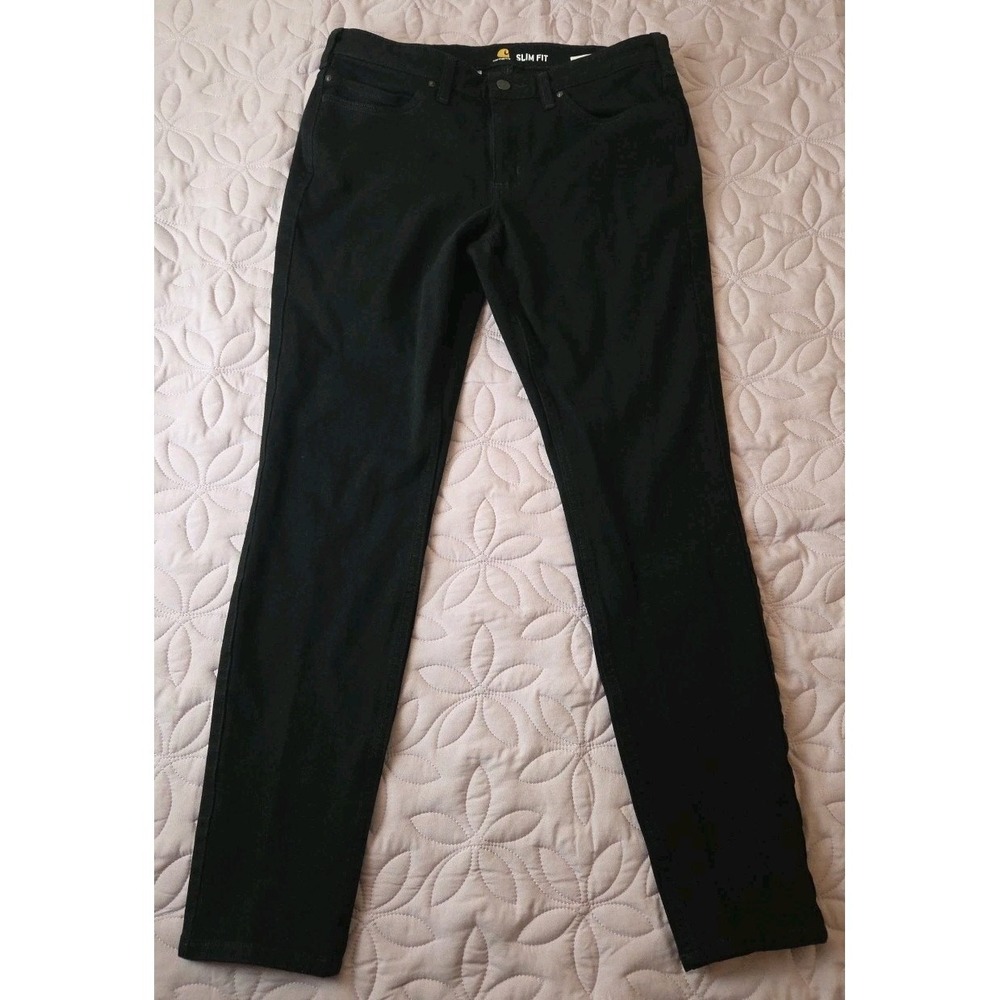 Carhartt Slim Fit Black Work Jean Women's 12 Tall Stretch 104214